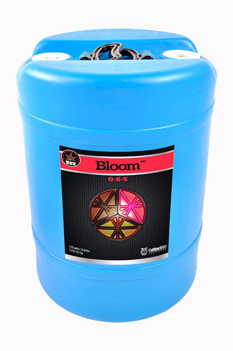 Bloom (15 gallons) is phosphorus for improving flower production, as well as to encourage the plant to shift its hormonal signals from vegetative to flowering.