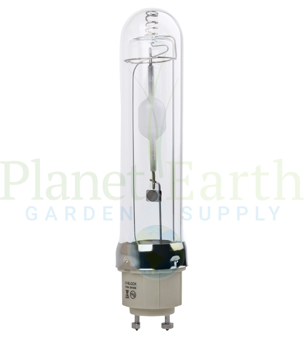 Ushio Hilux Gro CMH Lamp 315W 3000K Vertical view of the bulb with socket showing.