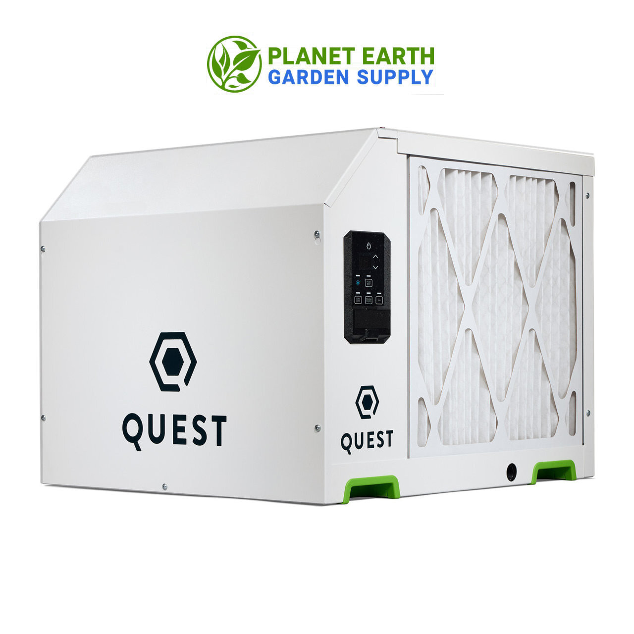 Quest 205 high efficiency overhead dehumidifier removes 200 pints daily with M-CoRR technology, available at PlanetEarthGardenSupply.com.