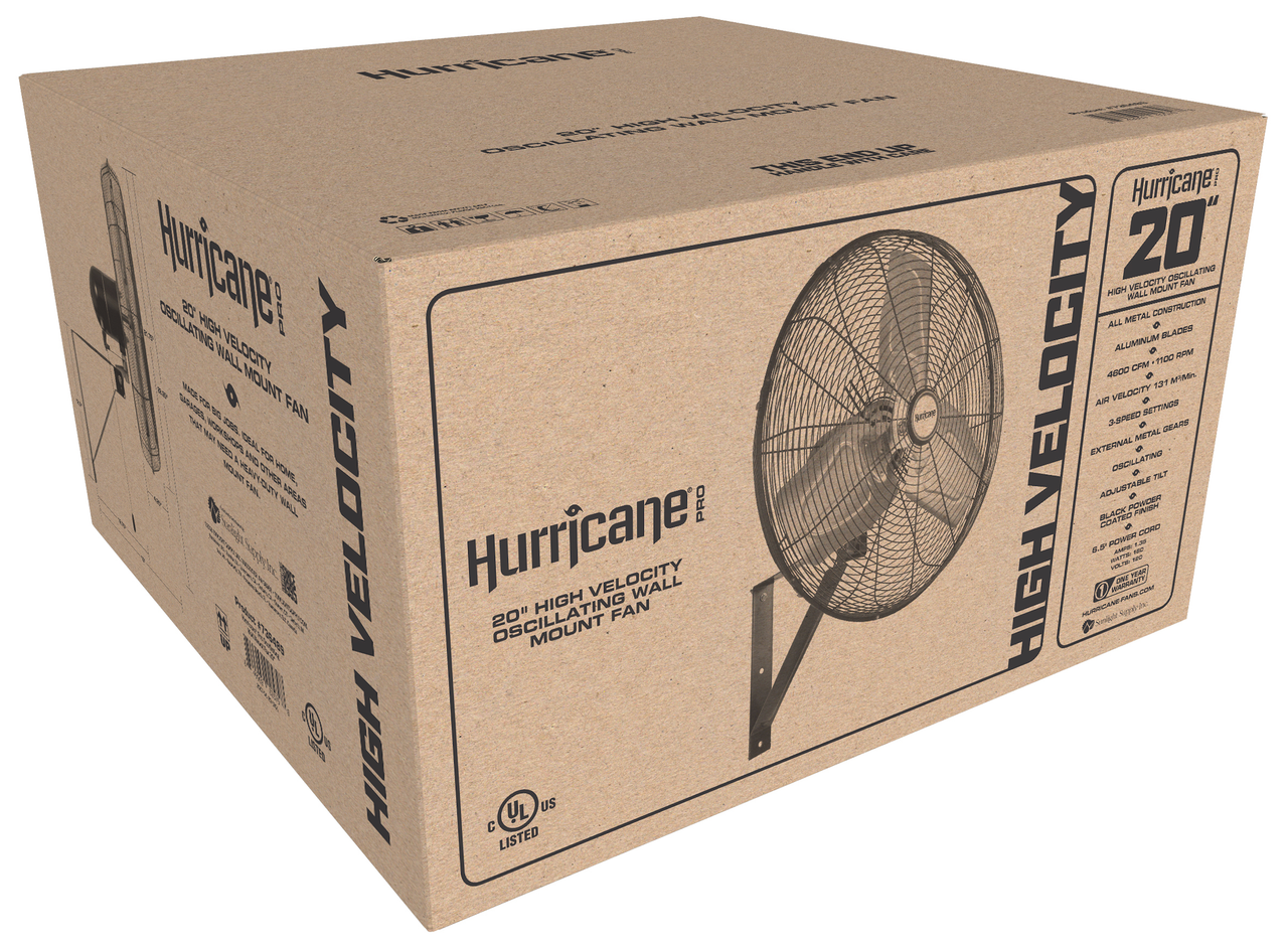 Hurricane Pro Commercial Grade Oscillating Wall Mount Fan (20 inch) (736489) UPC 849969025798	
