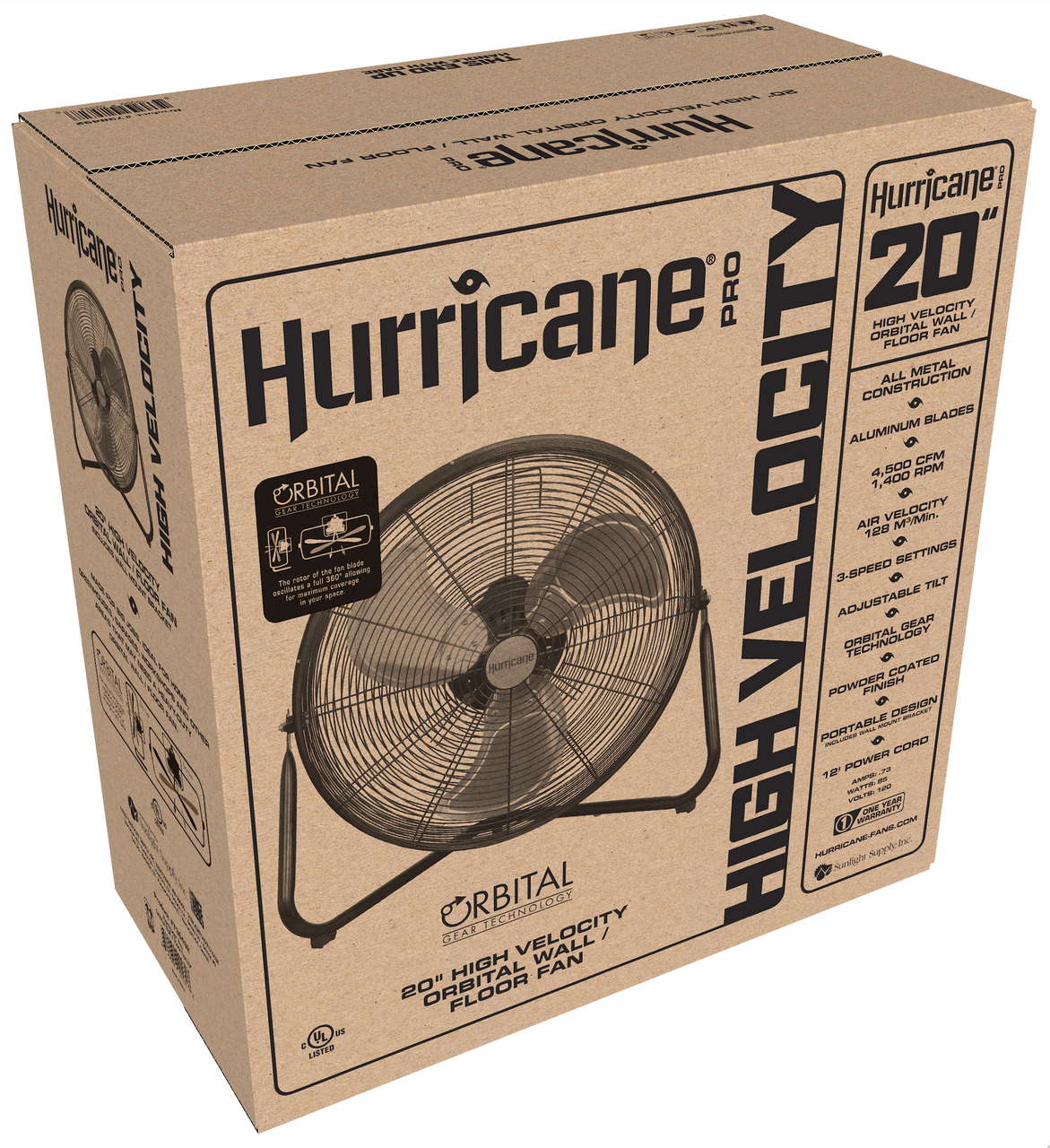 Hurricane Pro Heavy Duty Orbital Wall / Floor Fan (20 inch) (736492) UPC 849969025828