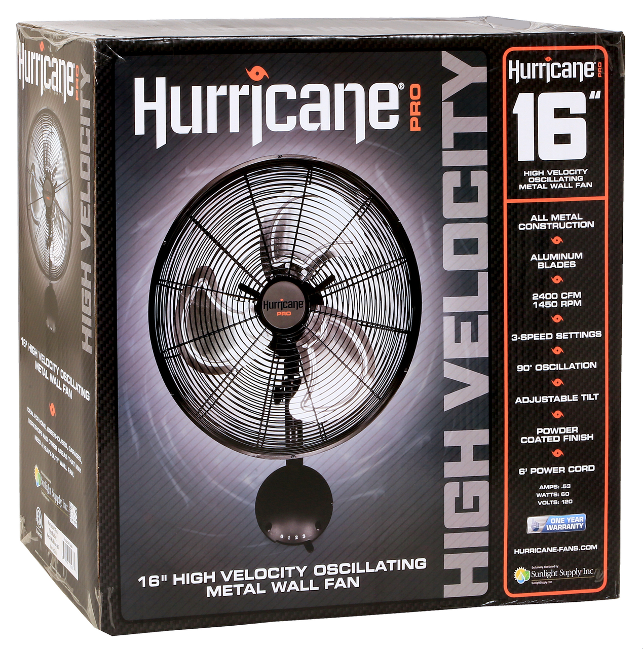 Hurricane Pro High Velocity Oscillating Metal Wall Mount Fan (16 inch) (736484) UPC 849969019360