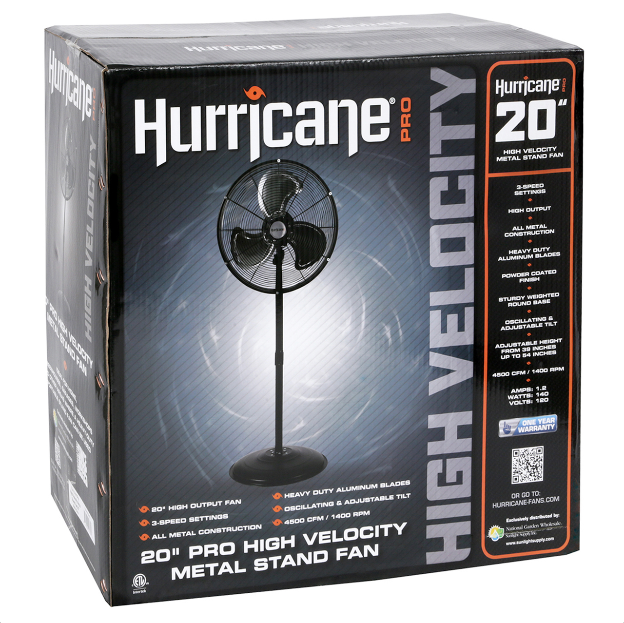 Hurricane Pro High Velocity Oscillating Metal Stand Fan (20 inch) in Bulk (736472) UPC 849969013818
