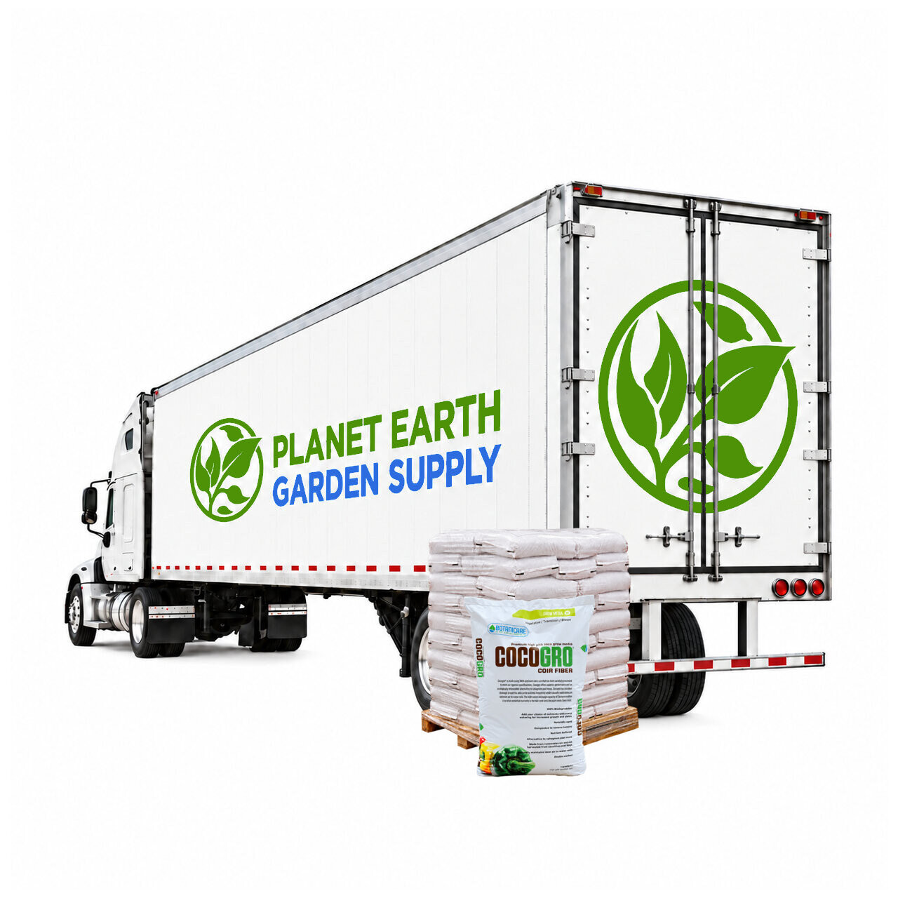 Buffered Botanicare CocoGro coconut coir in loose-fill bags for commercial container cultivation and transplanting.
