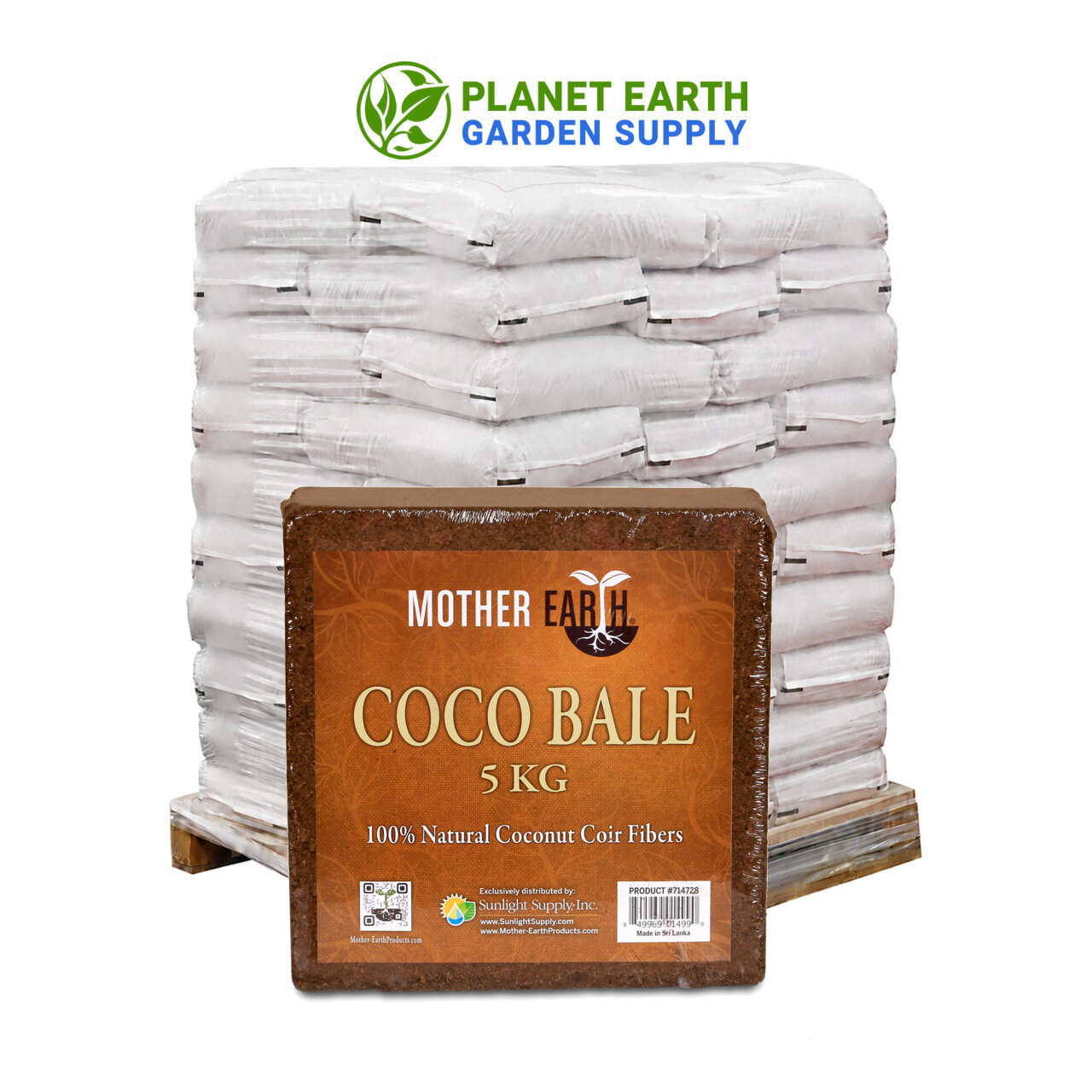 Twenty-pallet Mother Earth Coco Bale shipment yielding approximately 288,000 liters of expanded coconut coir.