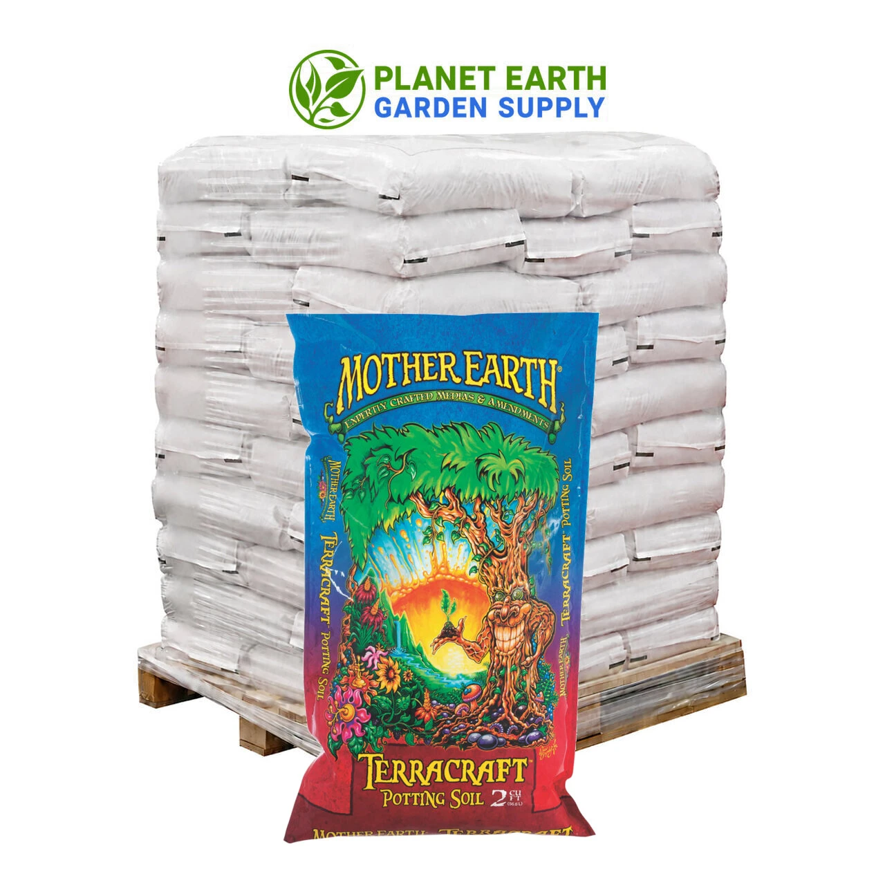 Thirty-nine Mother Earth Terracraft bags supply 78 cubic feet of potting soil per pallet.