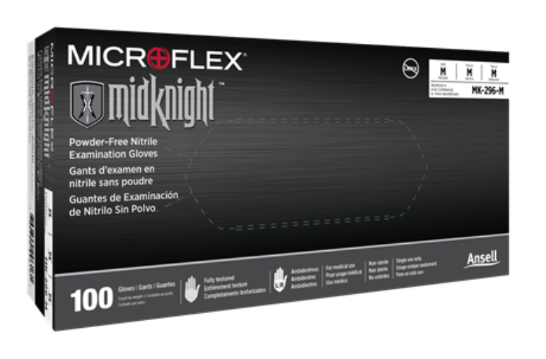 MICROFLEX MidKnight MK-296 Black Nitrile Gloves (50,000 gloves) in Bulk