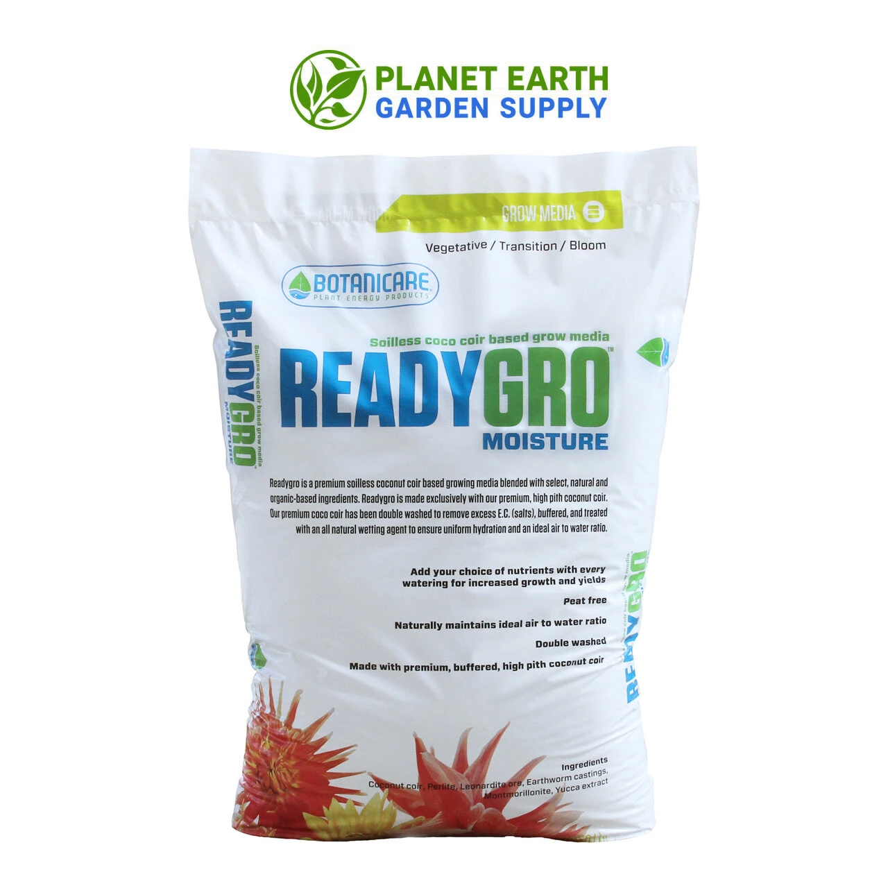 Botanicare ReadyGro Moisture features an 80/20 coir-to-perlite blend with functional amendments.