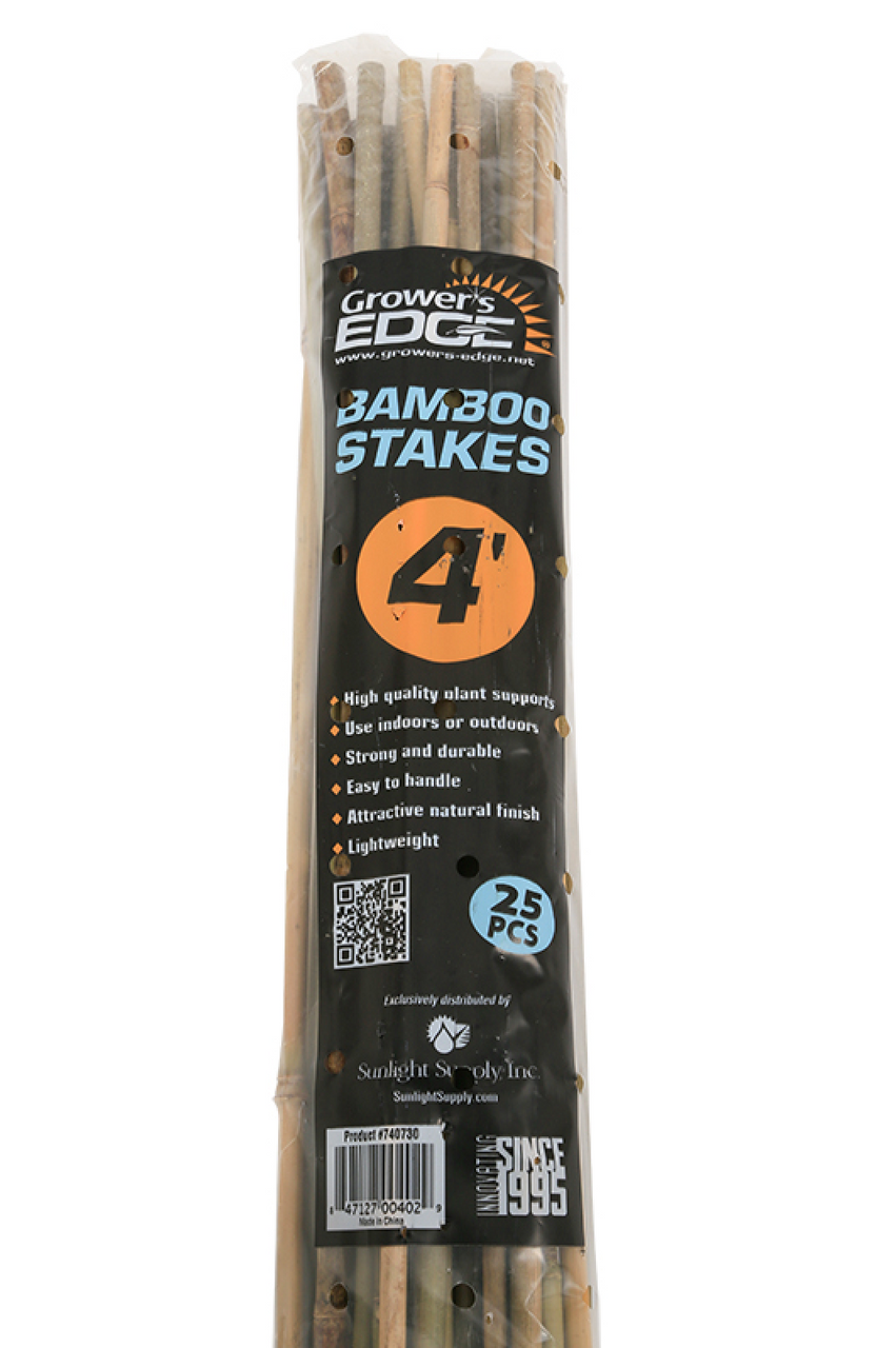 Grower's Edge Natural Bamboo 4 foot stakes (25 per bag) in Bulk (740730) UPC 20847127004023
