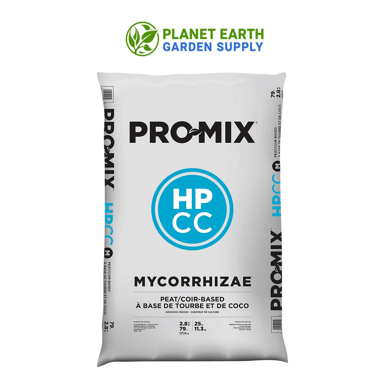 Premier PRO-MIX HPCC blends sphagnum peat moss, chunk coir, perlite, and beneficial mycorrhizae.
