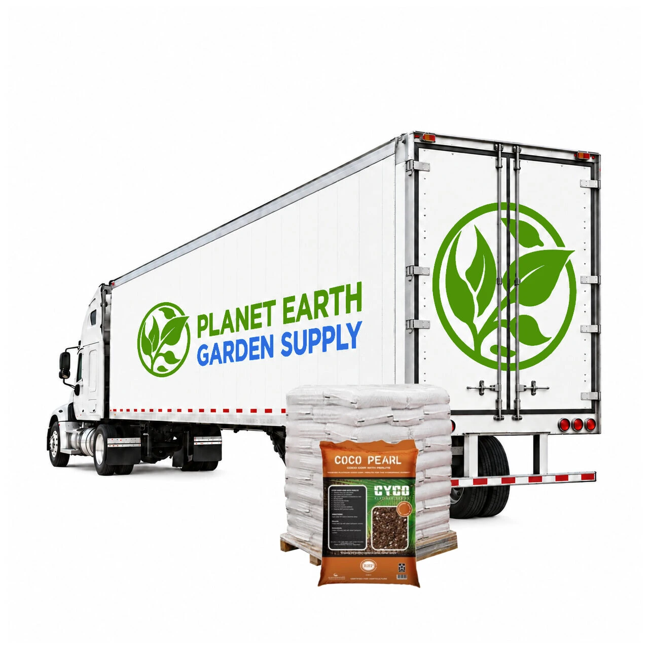 CYCO Coco Pearl 50-liter bags supplied in a 20-pallet full truckload containing 900 bags.