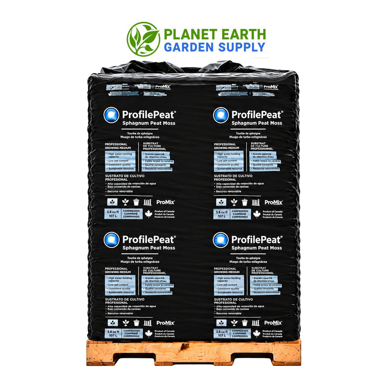 Profile Products Canadian Sphagnum Peat Moss 135 cubic foot compressed bales in bulk at PlanetEarthGardenSupply.com.