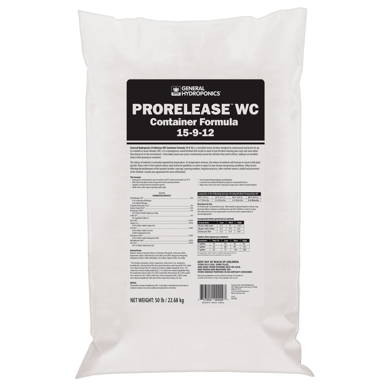 GH Pro Release Container - Warm Climate (50 pounds bags) in Bulk (00009) UPC 20757900000091 (2)