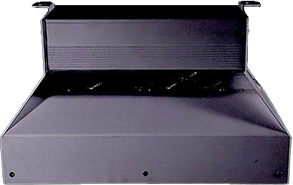 Fohse O6i Cobra greenhouse LED grow light in gray metal, viewed from below showing slim profile.