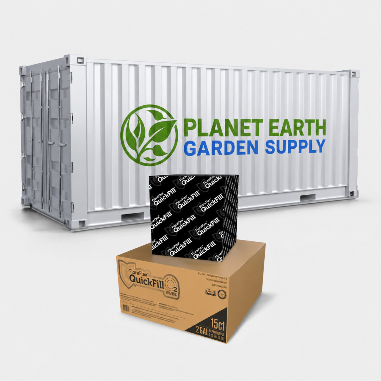 FloraFlex 1-Gallon QuickFill O2 60% WHC full-container bulk supply at PlanetEarthGardenSupply.com with 90-day lead time.