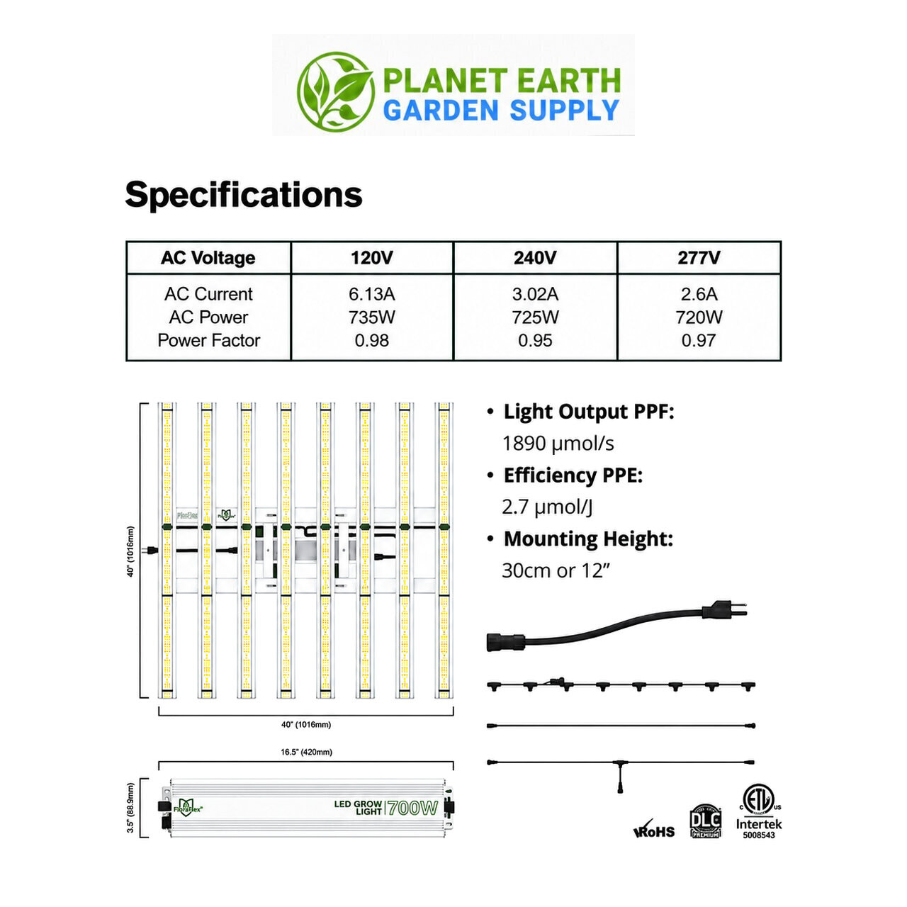 Order FloraFlex 700-watt 120V LED grow light pallets from PlanetEarthGardenSupply.com for commercial cultivation.