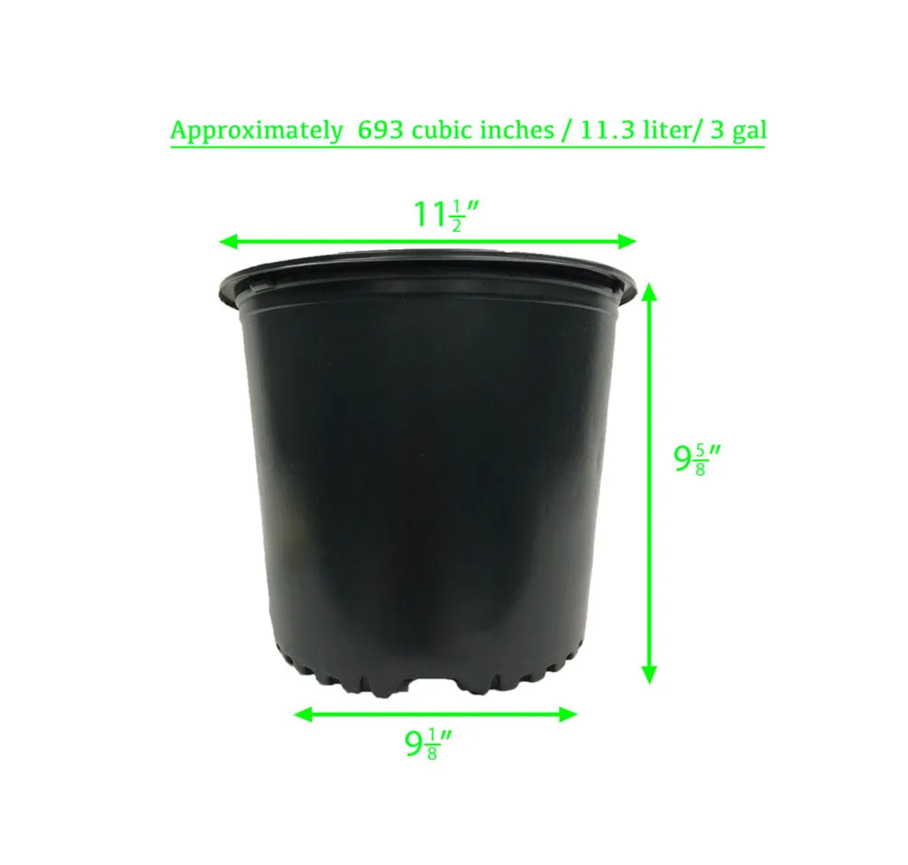 The Harvest Company Round Black Plastic Nursery Pots (3 Gallons) in Bulk (2)