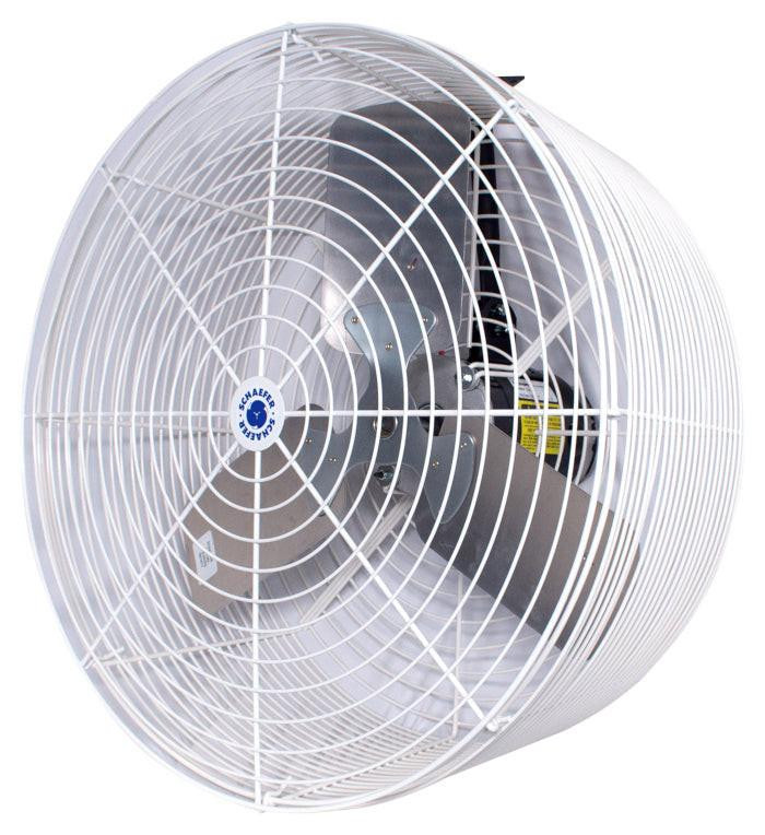 Schaefer VK24 24-Inch Versa-Kool Circulation Fan, high-CFM airflow, aluminum blades, ceiling mount, greenhouse ventilation, agricultural air circulation, free shipping.
