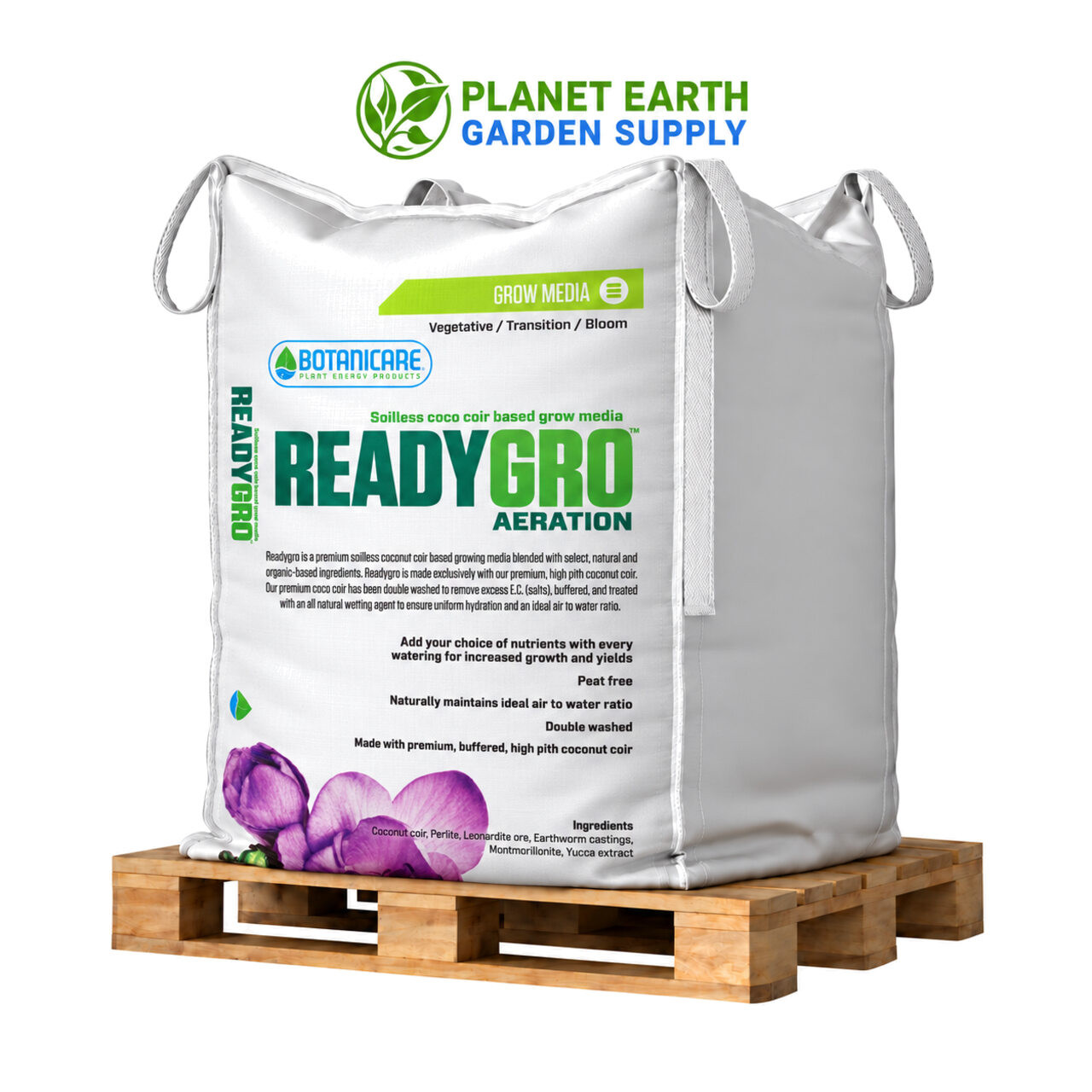 Bulk Botanicare ReadyGro Aeration 2-cubic-yard tote provides premium coco coir grow media at PlanetEarthGardenSupply.com.