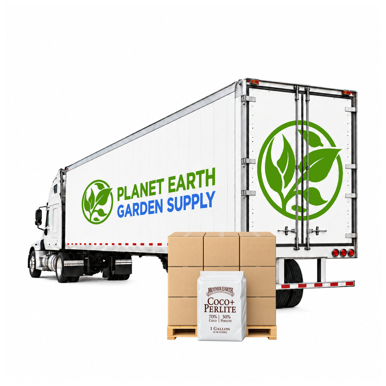 Mother Earth Coco + Perlite 1-gallon bags by the full truckload at PlanetEarthGardenSupply.com.