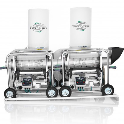Large commercial projects may need to run their plants through twice.  If this is the case: the use of two Twister Machines can increase productivity on a very large project.  Call (805) 899-0033 on special multi-unit purchases.