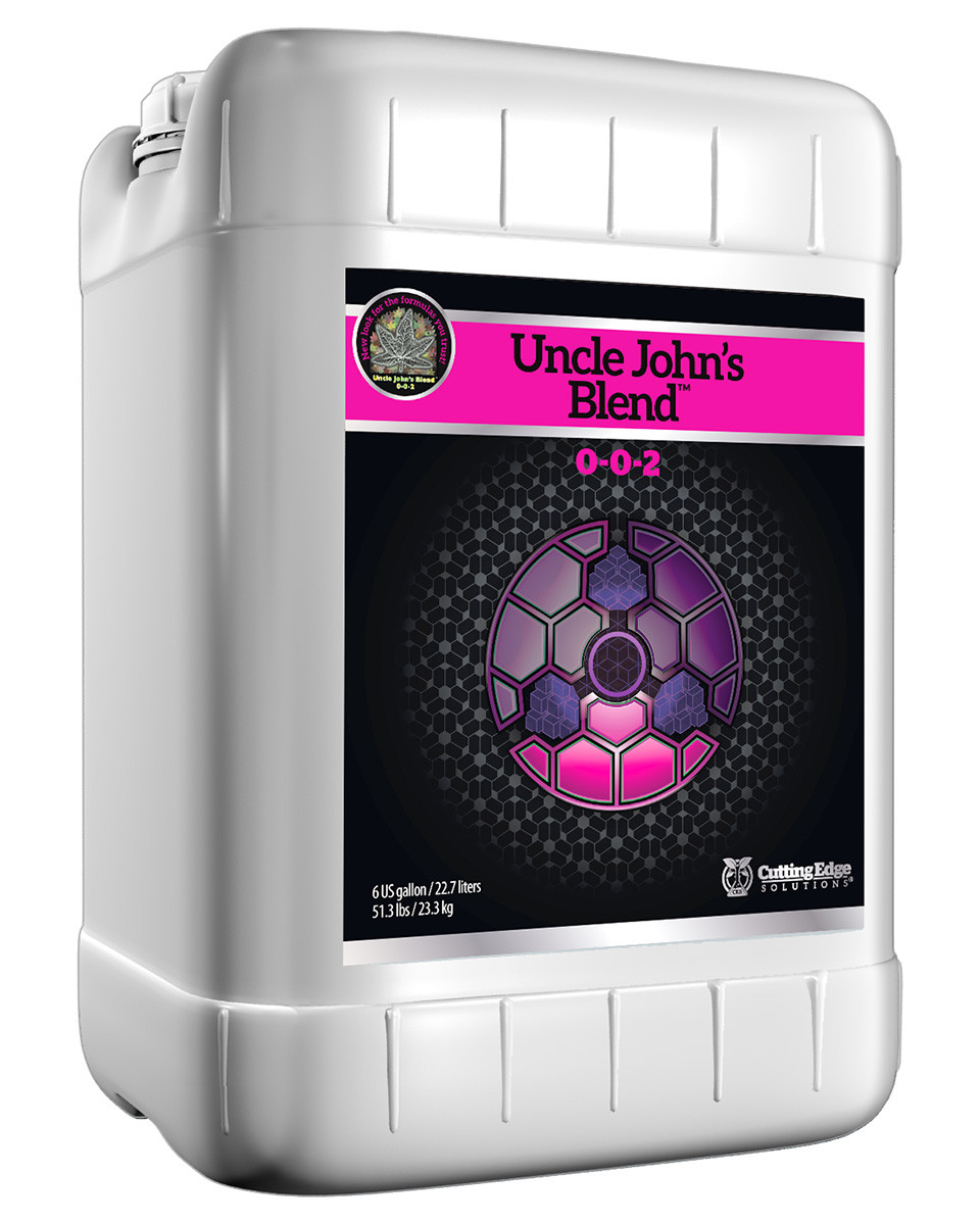Uncle John's Blend (6 gallons) is a complex potassium mixture used primarily for a plant's metabolic rate, during flowering.