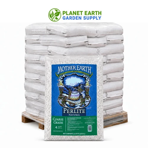 Mother Earth Coarse Perlite 4-cubic-foot bulk bags deliver premium aeration and drainage solutions at PlanetEarthGardenSupply.com.