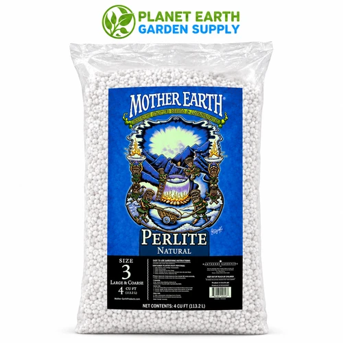 Mother Earth Perlite #3 bulk 4-cubic-foot bags deliver premium growing media solutions from PlanetEarthGardenSupply.com.