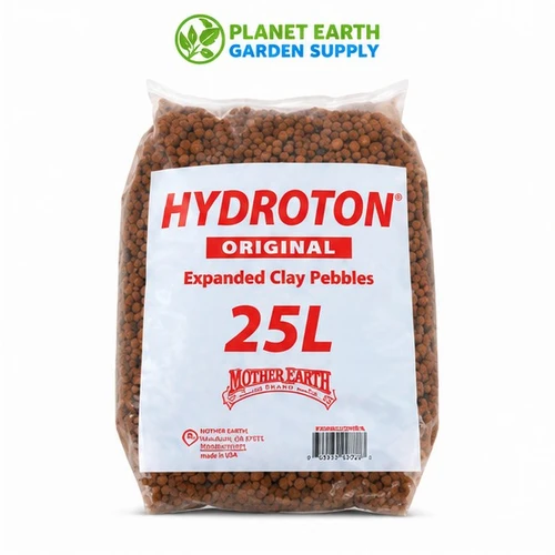 Shop Hydroton Original 25L expanded clay pebbles for hydroponics, aquaponics, and professional cultivation at PlanetEarthGardenSupply.com.