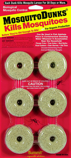 Mosquito Mosquito Dunks (6 per pack with 12 packs per case) in Bulk (MSD11012) UPC 018506001100