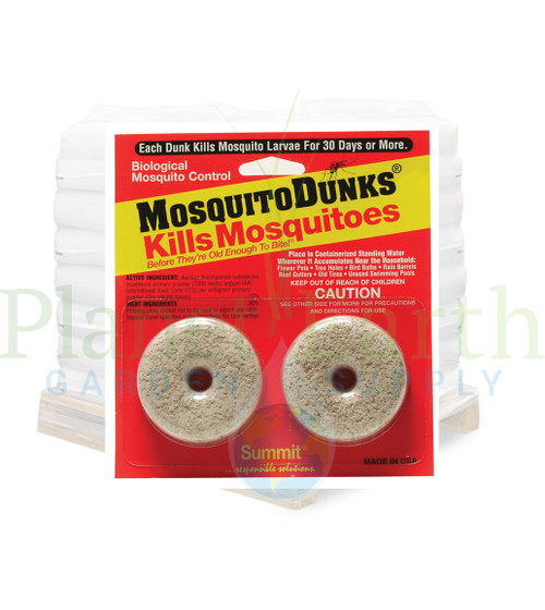 A pallet of Summit Mosquito Dunks 2-packs, featuring two round biological larvicide rings in blister packaging.