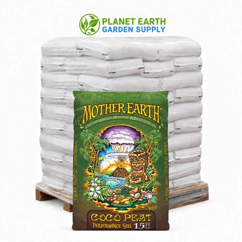 Mother Earth Coco Peat Performance Soil 1.5-cubic-foot bags in bulk pallets at PlanetEarthGardenSupply.com.