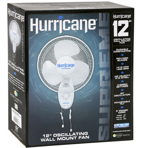 Hurricane Supreme Oscillating Wall Mount Fan (12 inch) in Bulk (736500) UPC 849969018776
