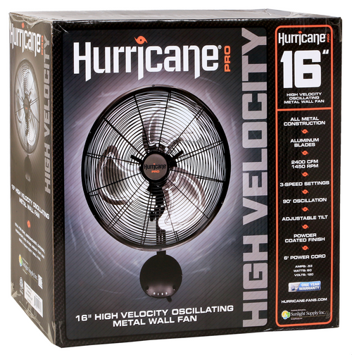 Hurricane Pro High Velocity Oscillating Metal Wall Mount Fan (16 inch) (736484) UPC 849969019360