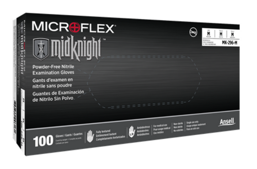 MICROFLEX MidKnight MK-296 Black Nitrile Gloves (50,000 gloves) in Bulk