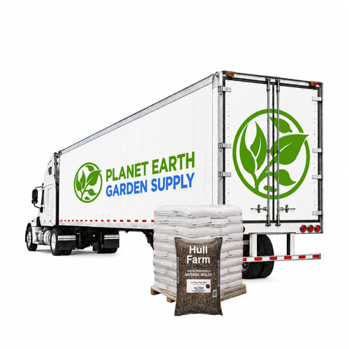 Hull Farm cocoa mulch full truckload containing 20 pallets and 1,200 individually packaged bags.