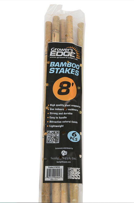 Grower's Edge Natural Bamboo 8 foot stakes (6 per bag) in Bulk (740740) UPC 20847127004047