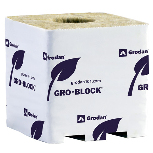 Grodan Pro Improved 4 Block (3 inches x 3 inches x 2.5 inches) with hole, on strip, case of 384, Commercial in Bulk (713007) UPC 774783495659 (2)