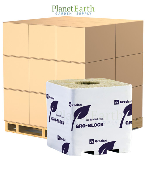 Grodan Pro Improved 4 Block (3 inches x 3 inches x 2.5 inches) with hole, on strip, case of 384, Commercial in Bulk (713007) UPC 774783495659 (1)
