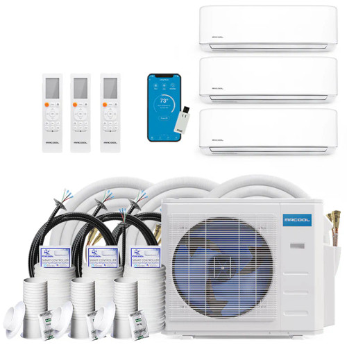 MRCOOL DIY Gneration 5, 36000 Btu Ductless Mini Split Air Conditioner With Heat Pump - 3 Zone Wall Mounted 12K+12K+12K with Three 75 Foot Install Kits, DIY Pro Cable, & Enhanced Wifi Connectivity, 230 Volts        