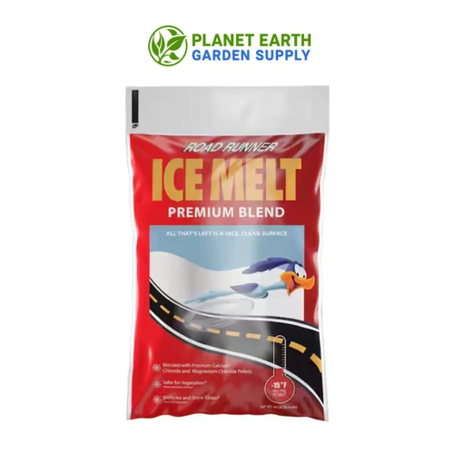 Road Runner 40-pound ice melt bags feature a fast-acting blend for sidewalks, steps, and winter property maintenance.