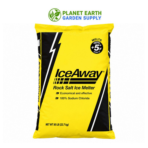 IceAway 50-pound rock salt bags from Compass Minerals provide screened deicing crystals for commercial winter maintenance.