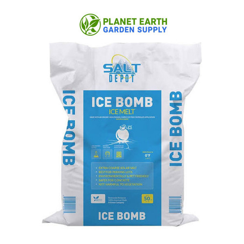 Salt Depot Ice Bomb 50-pound bags of extra coarse deicing salt for commercial winter maintenance.