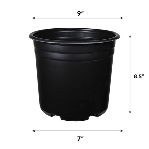 The HC Companies Thermoformed Black Plastic Round Pots (2 gallons) in Bulk (2)