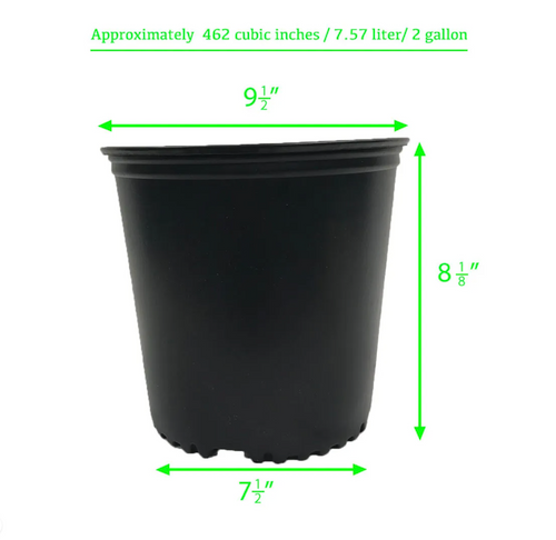 The Harvest Company Round Black Plastic Nursery Pots (2 Gallon) in  Bulk (2)