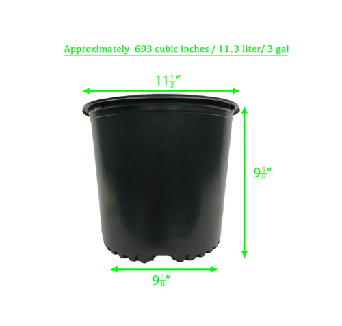 The Harvest Company Round Black Plastic Nursery Pots (3 Gallons) in Bulk (2)