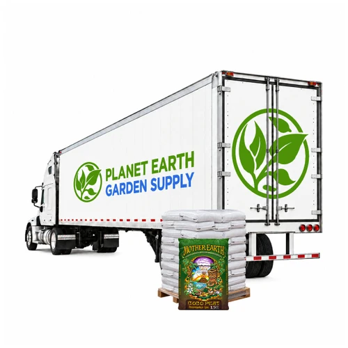 Full truckload of Mother Earth Coco Peat Performance Soil for greenhouse and nursery container growing.