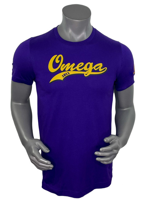 Omega Psi Phi cotton T-shirt features a Classic Swoosh logo and our signature embroidered left sleeve with Omega Lightening bolt.