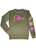 Army Green Omega Psi Phi Athletic performance fleece with chenille purple and gold flag symbols on front chest. Left sleeve 3 screen printed. 