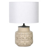 Cream Patterned Lamp with Shade